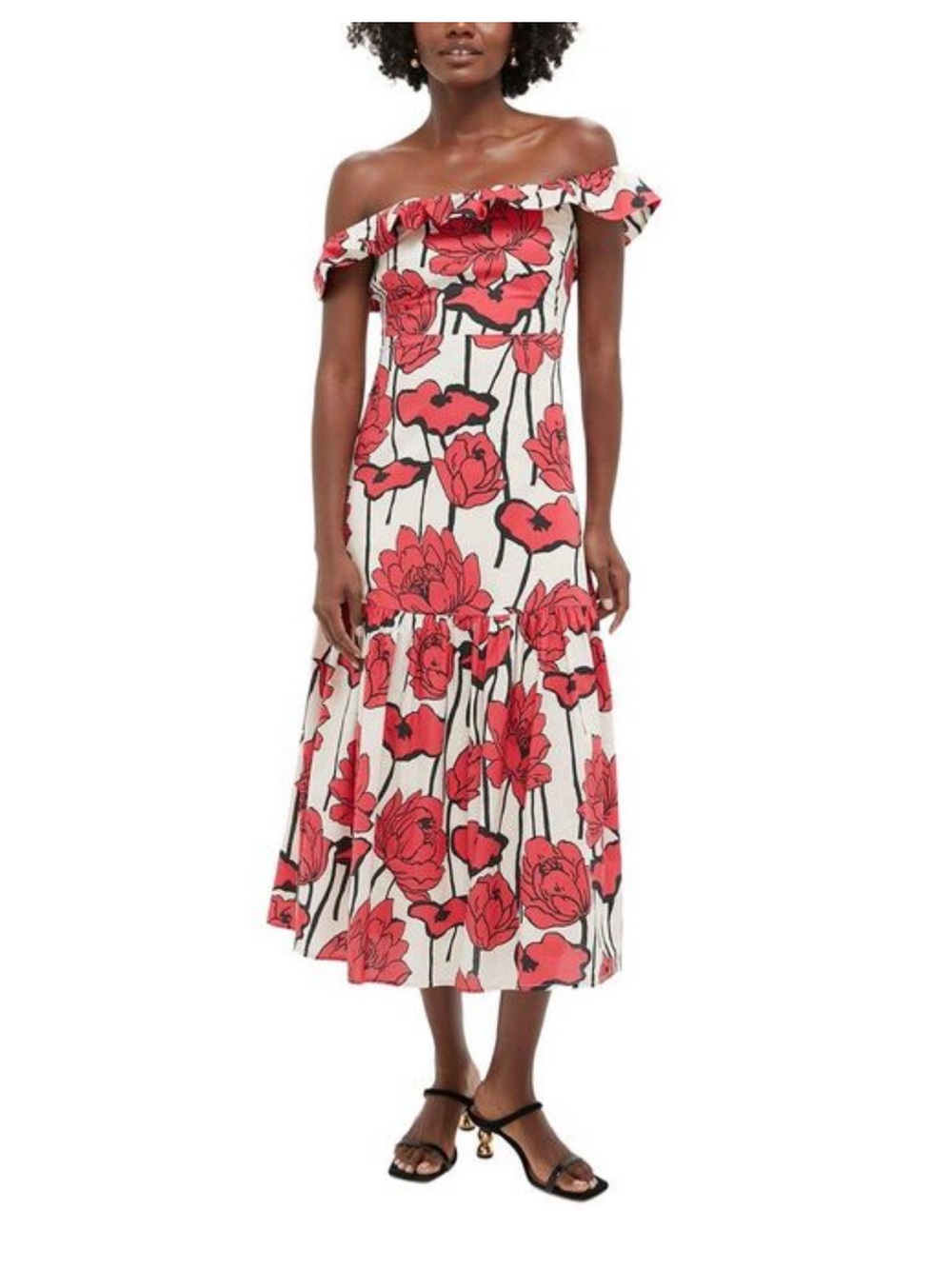 The Hyacinth House Red and Cream Floral Giselle Dress M